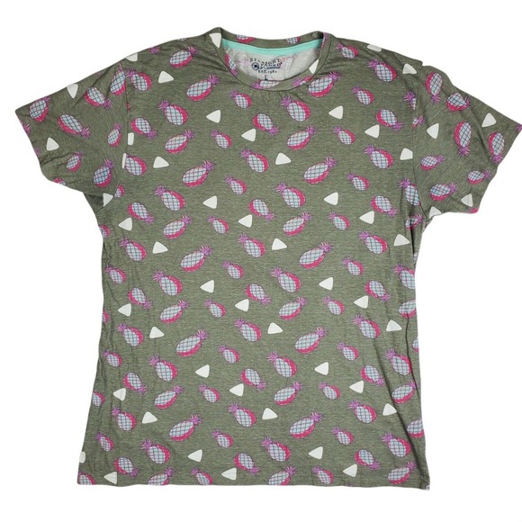 Straight Faded‎ Mens T Shirt Sz L Gray Pineapple Graphic All Over Short Sleeve - Picture 1 of 6